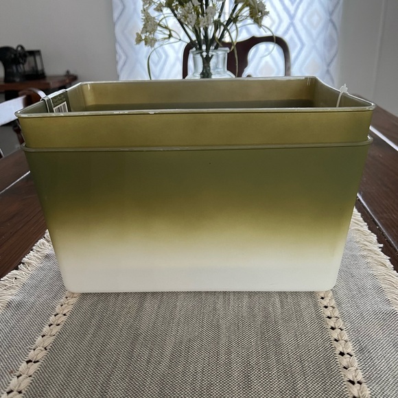 Set Of 2 Isaac Jacobs Decorative Storage Ombre Bins Green Color NWT - Picture 2 of 5